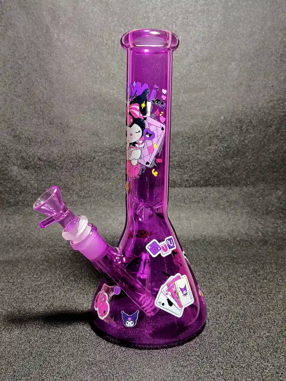 10" Kuromi Sanrio Purple Devil XOXO Magic Notebook Beaker Glass Bong