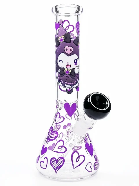 10" Kuromi Purple Heart Beaker Glass Bong