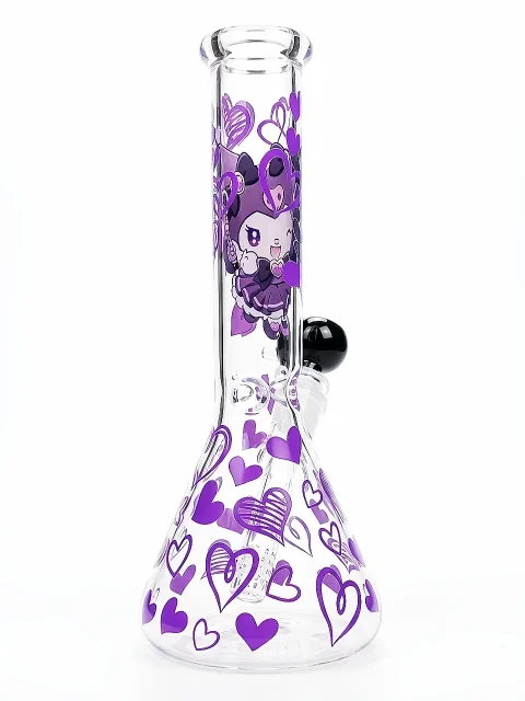 10″ Kuromi Purple Heart Beaker Glass Bong 10" Kuromi Purple Heart Beaker Glass Bong