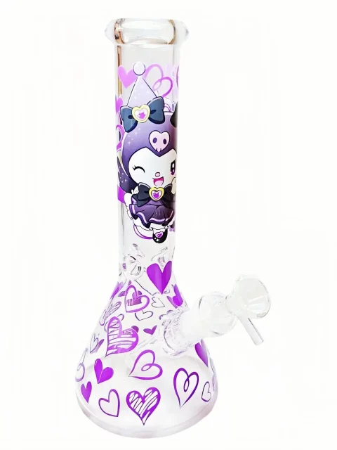 10" Kuromi Purple Heart Beaker Glass Bong