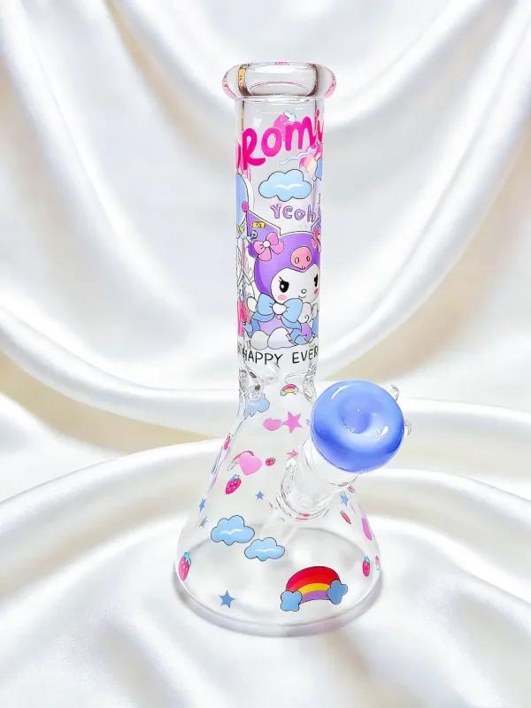 10" Kuromi Sweet Pastel Strawberry Beaker Glass Bong