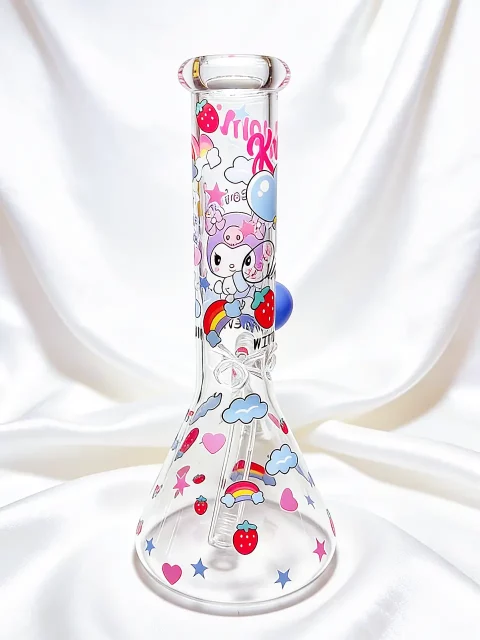 10″ Kuromi Sweet Pastel Strawberry Beaker Glass Bong 10" Kuromi Sweet Pastel Strawberry Beaker Glass Bong