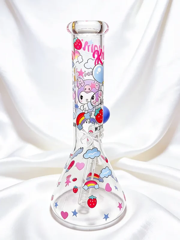 10″ Kuromi Sweet Pastel Strawberry Beaker Glass Bong 10" Kuromi Sweet Pastel Strawberry Beaker Glass Bong