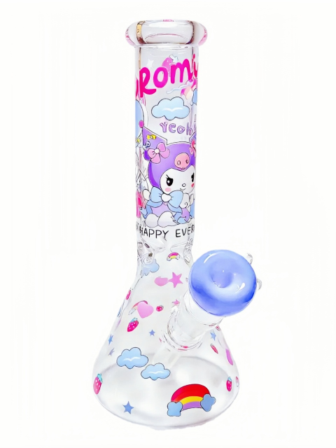 10" Kuromi Sweet Pastel Strawberry Beaker Glass Bong