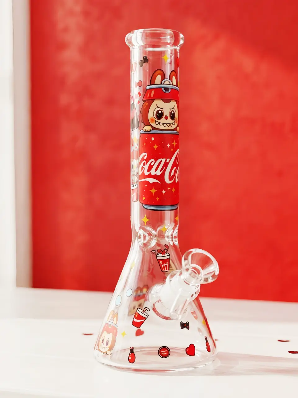 Labubu Red Soda Can Street Art Beaker Glass Bong - Image 6