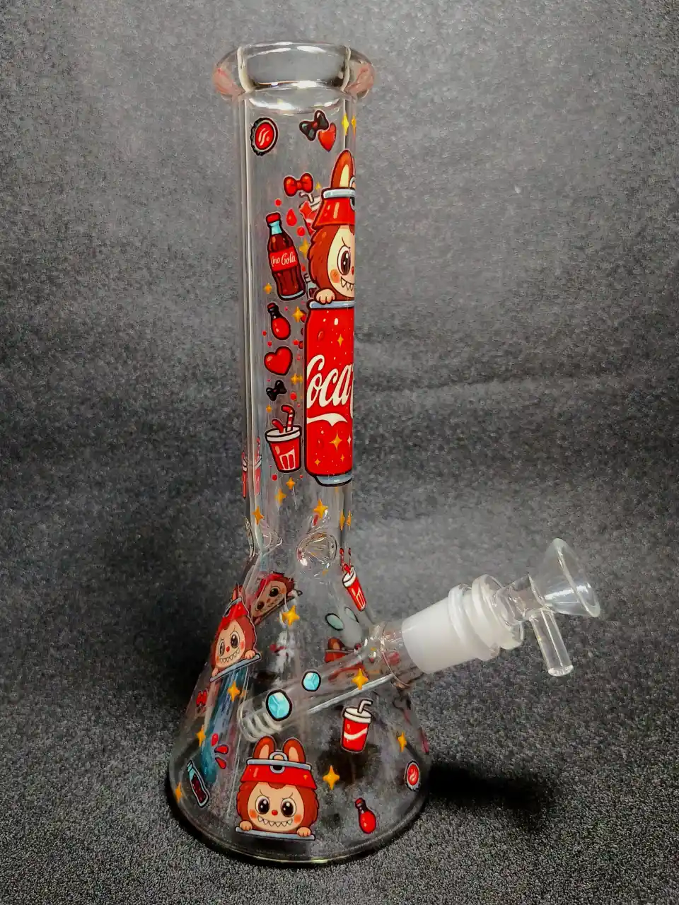 Labubu Red Soda Can Street Art Beaker Glass Bong