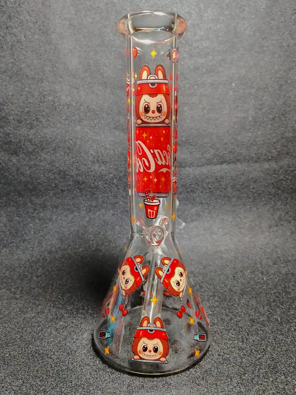 Labubu Red Soda Can Street Art Beaker Glass Bong