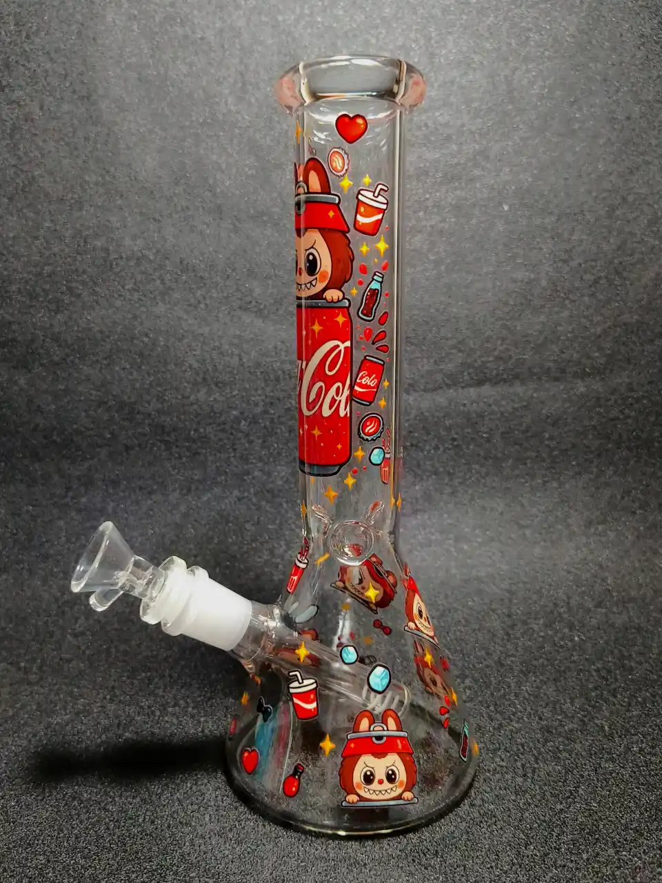 Labubu Red Soda Can Street Art Beaker Glass Bong