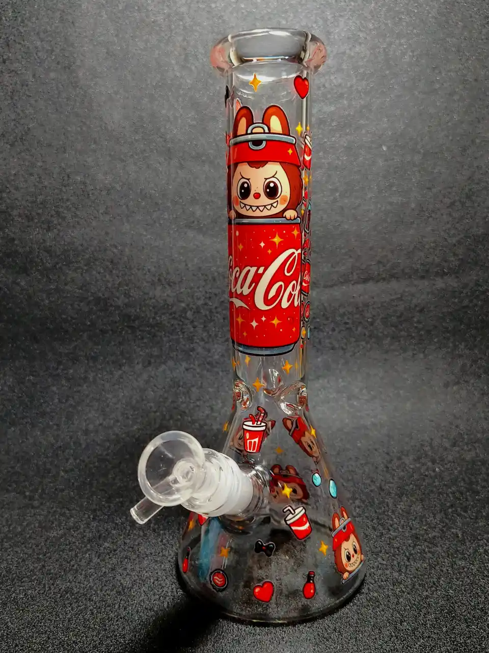Labubu Red Soda Can Street Art Beaker Glass Bong