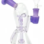 7" Lavender & Purple Recycler Glass Bong