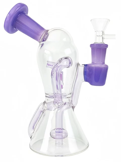 7" Lavender & Purple Recycler Glass Bong