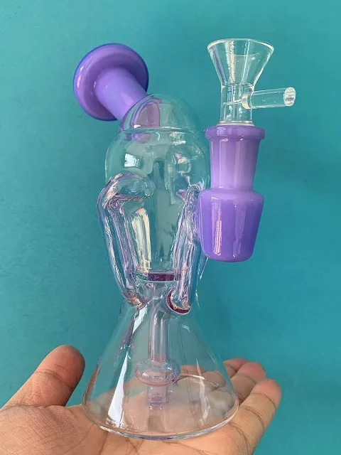 7" Lavender & Purple Recycler Glass Bong