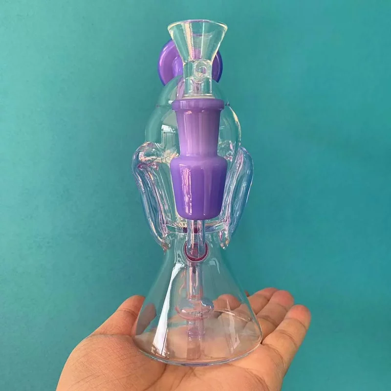 7" Lavender & Purple Recycler Glass Bong