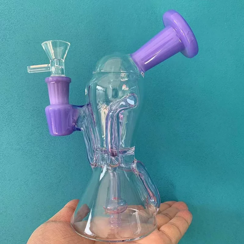 7" Lavender & Purple Recycler Glass Bong