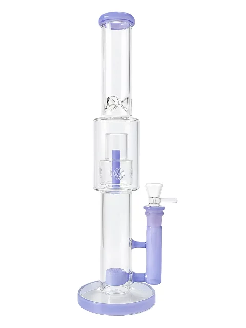 15" Lilac Dream Double Perc Stemless Glass Bong