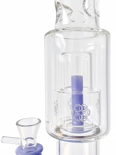 15″ Lilac Dream Double Perc Stemless Glass Bong 15" Lilac Dream Double Perc Stemless Glass Bong