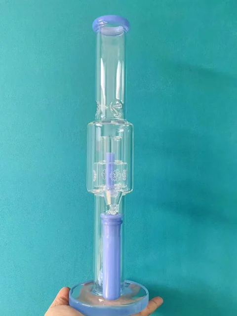15" Lilac Dream Double Perc Stemless Glass Bong