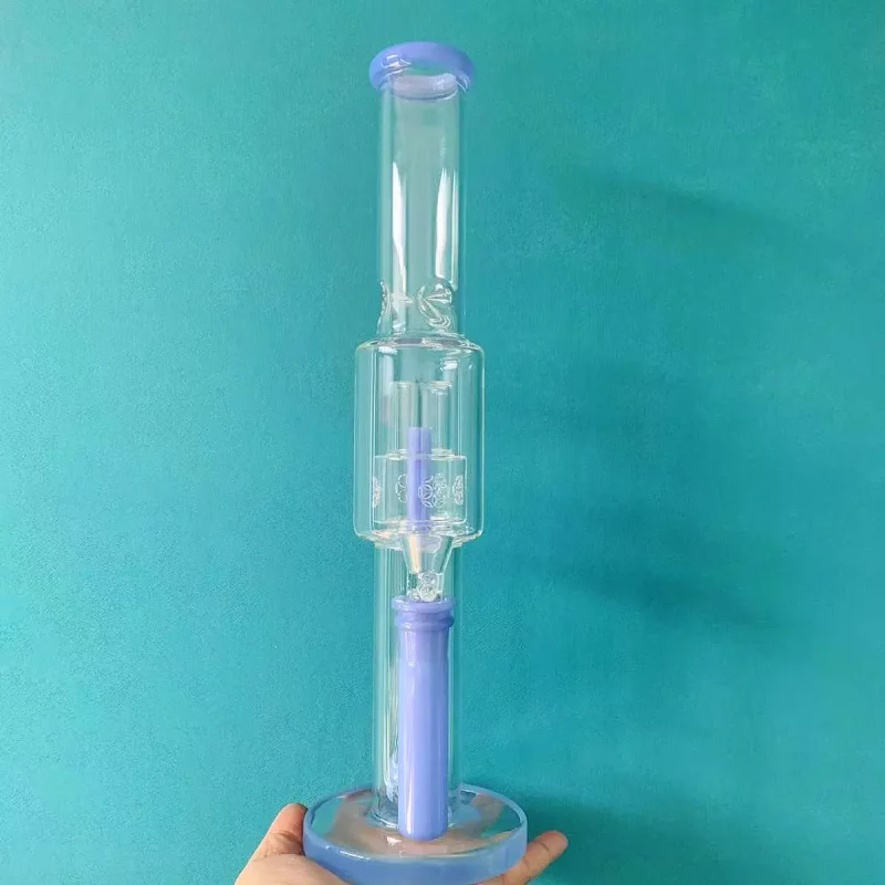 15" Lilac Dream Double Perc Stemless Glass Bong