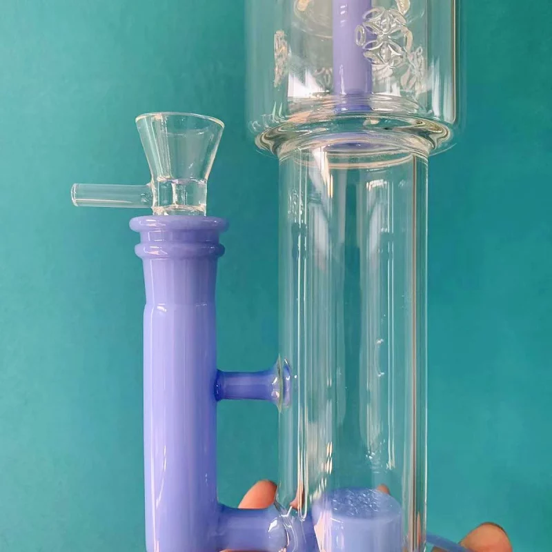 15" Lilac Dream Double Perc Stemless Glass Bong