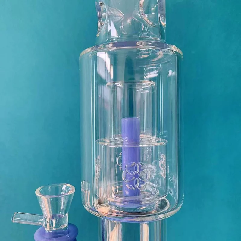 15" Lilac Dream Double Perc Stemless Glass Bong