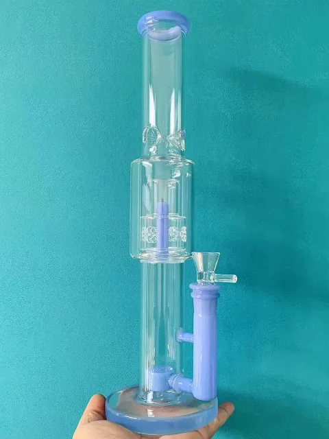 15" Lilac Dream Double Perc Stemless Glass Bong