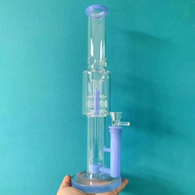 15" Lilac Dream Double Perc Stemless Glass Bong