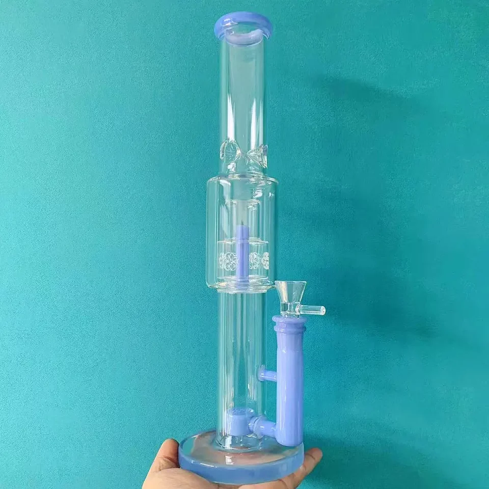 15" Lilac Dream Double Perc Stemless Glass Bong
