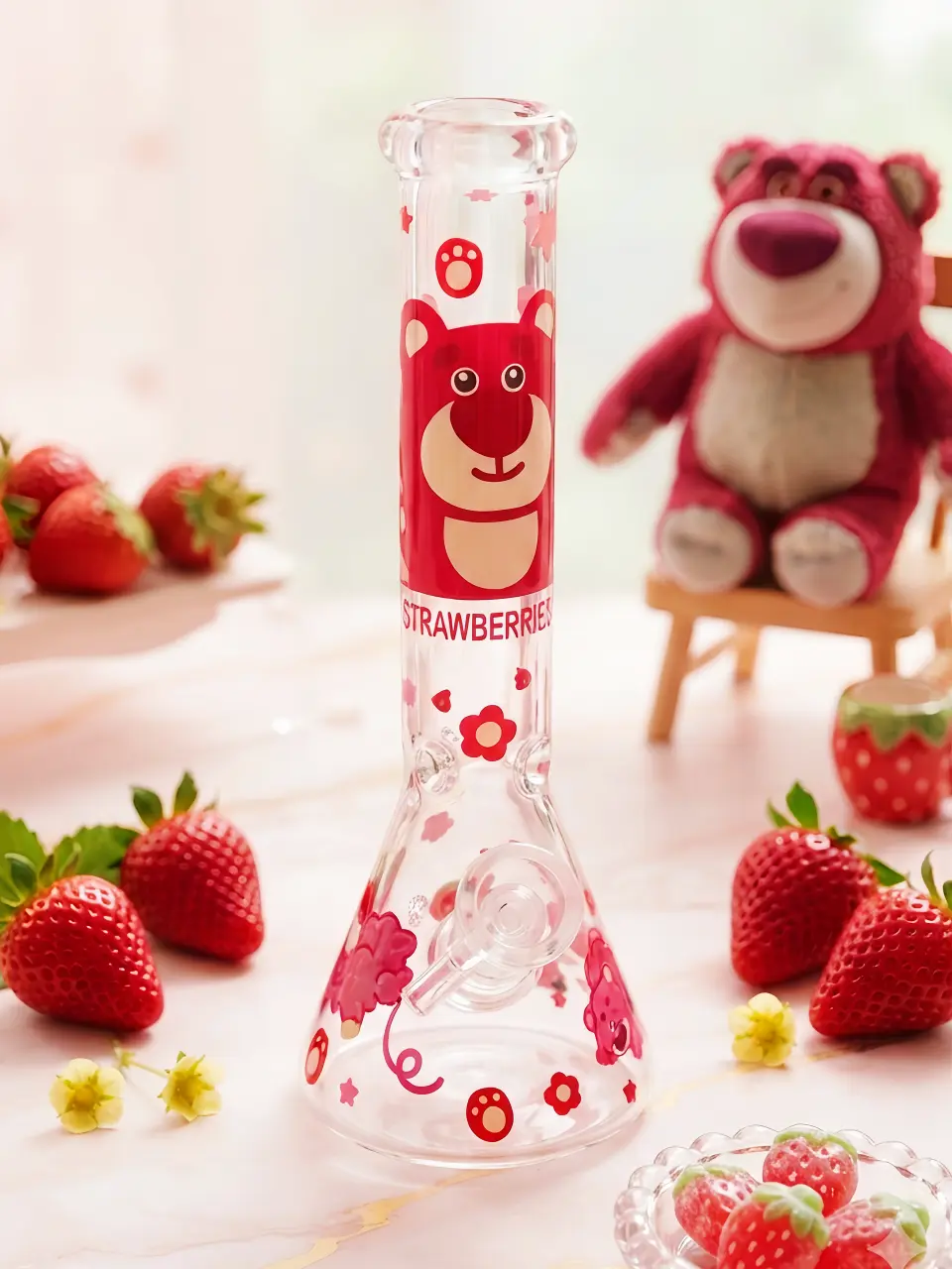 Lotso Strawberry Bear Beaker Glass Bong - Image 7