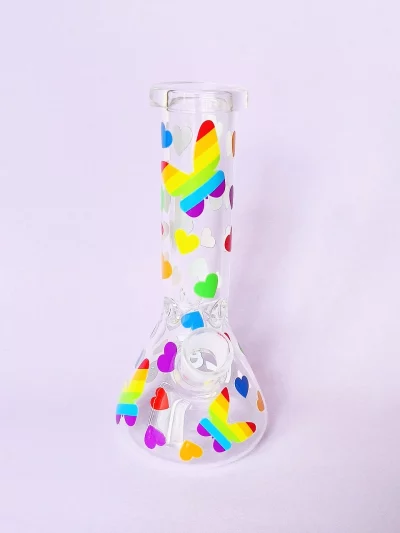 8" "Love Is Love" Rainbow Pride Butterfly Beaker Bong