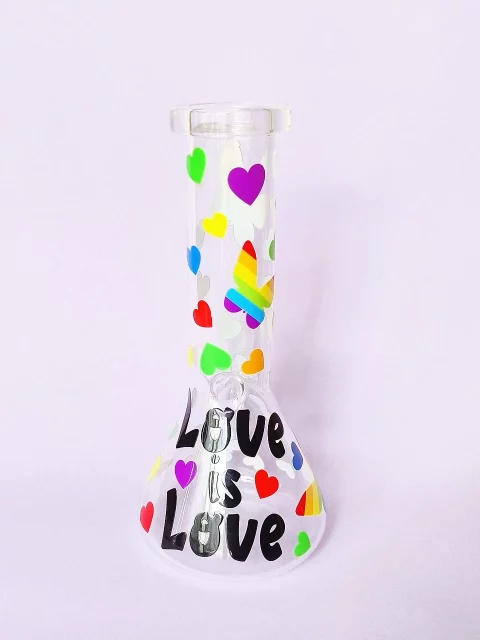 8" "Love Is Love" Rainbow Pride Butterfly Beaker Bong