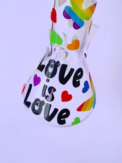 8" "Love Is Love" Rainbow Pride Butterfly Beaker Bong