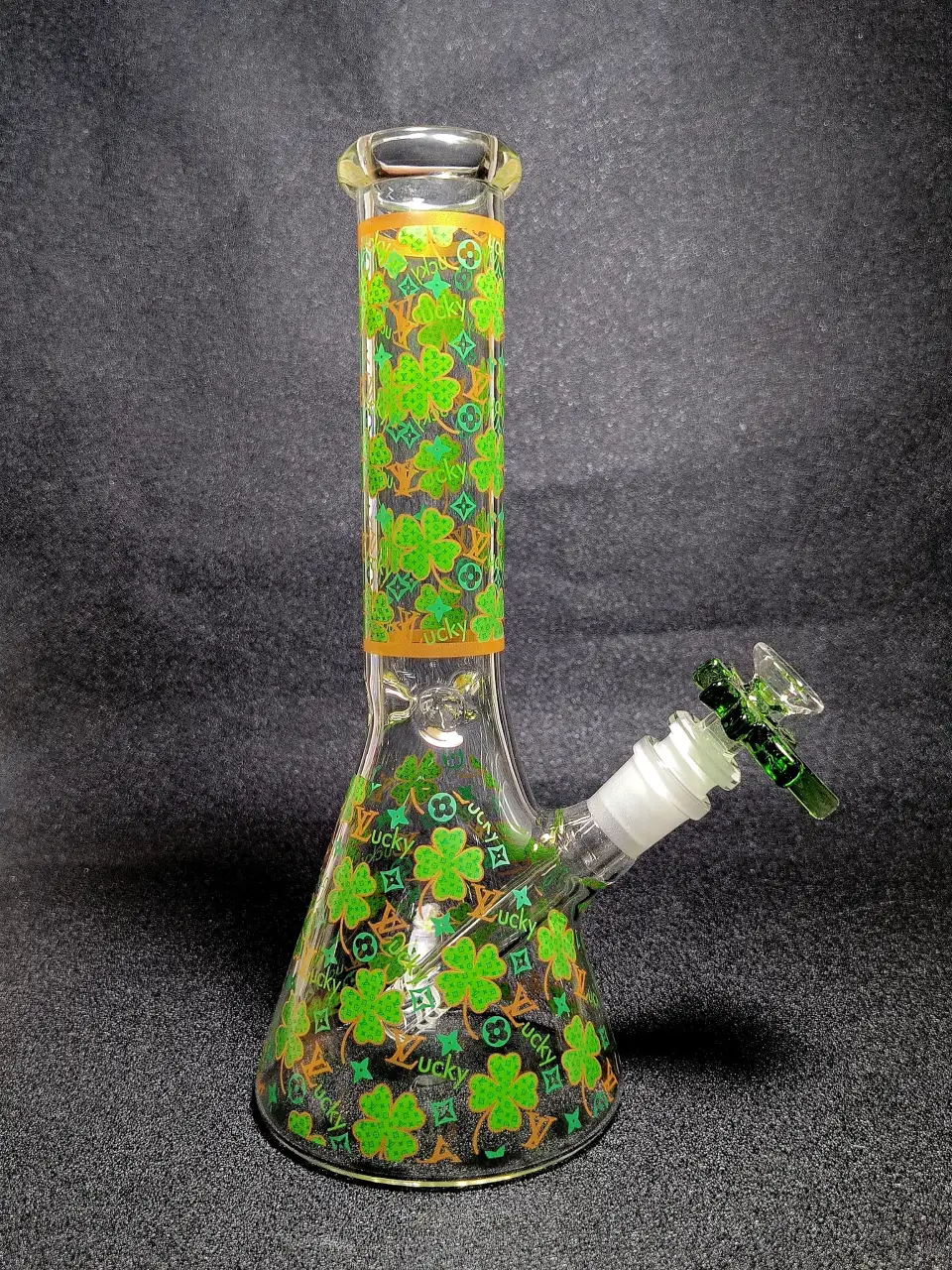LV Lucky Clover Green Monogram Beaker Glass Bong