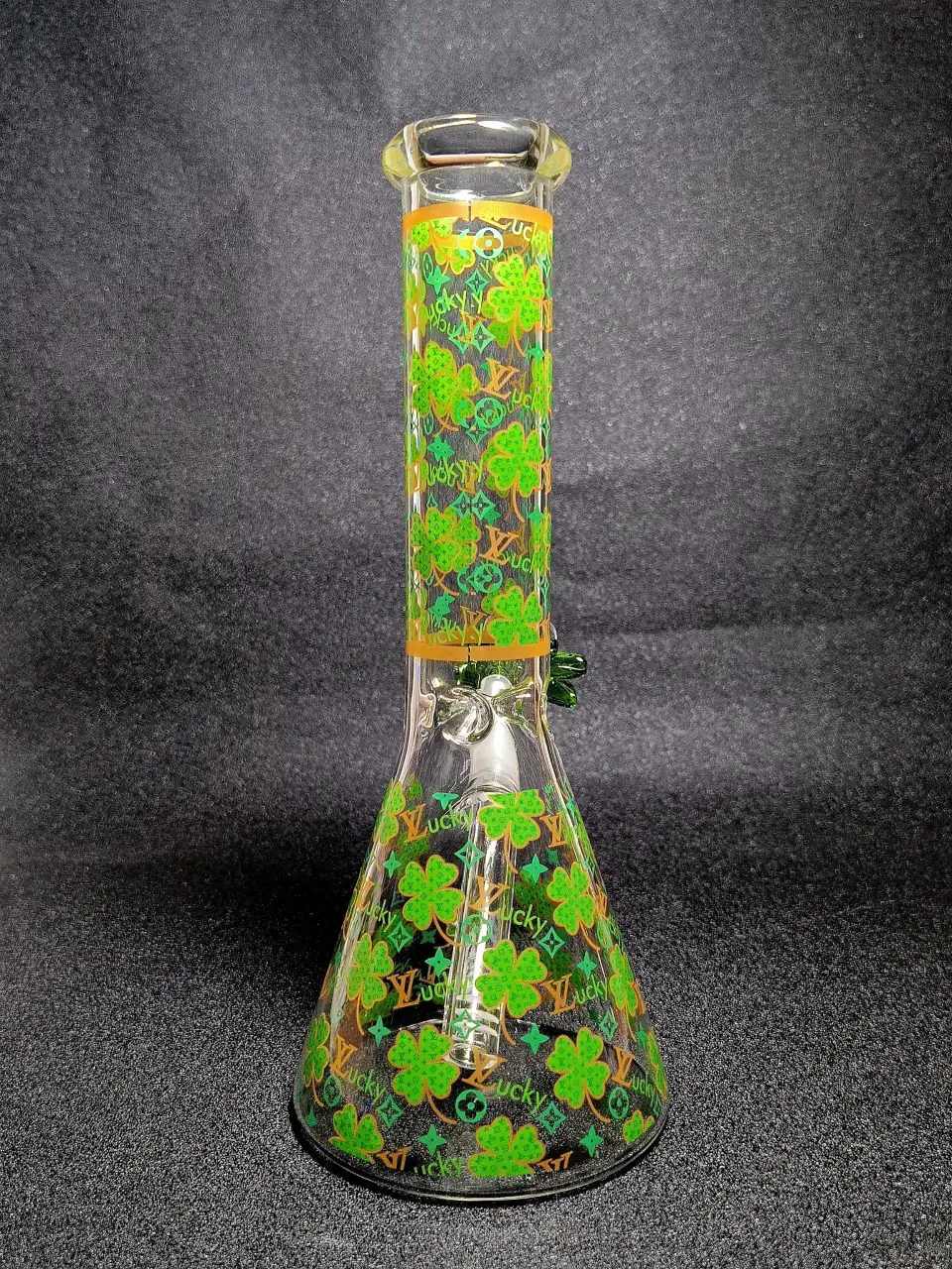 LV Lucky Clover Green Monogram Beaker Glass Bong