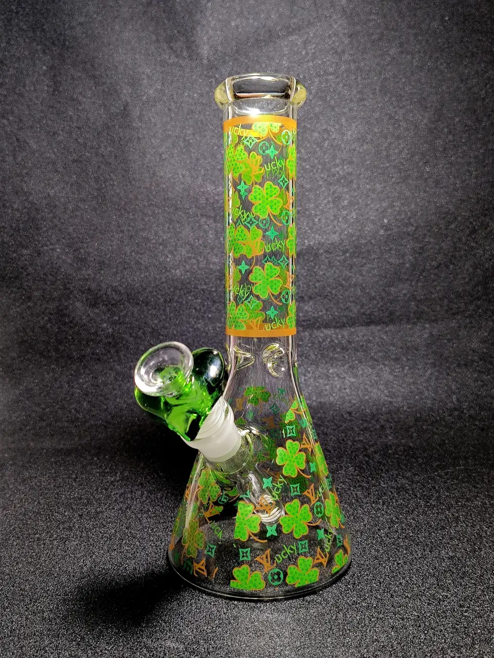 LV Lucky Clover Green Monogram Beaker Glass Bong