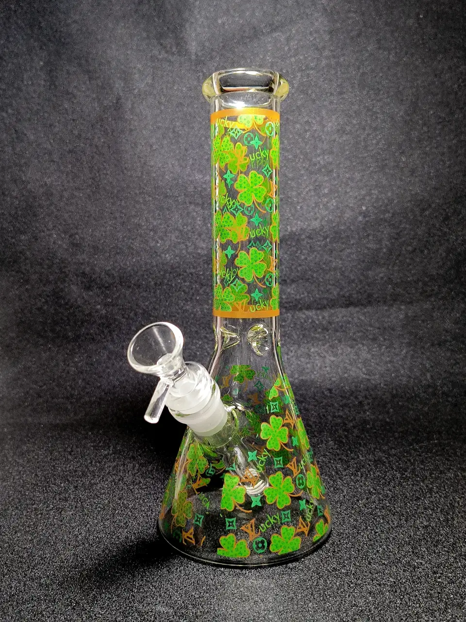 LV Lucky Clover Green Monogram Beaker Glass Bong