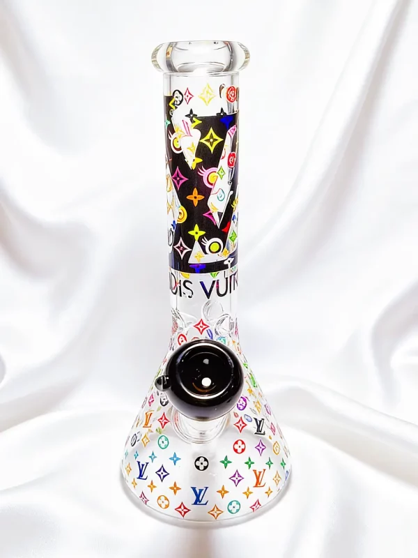 10" LV-Inspired Monogram Beaker Glass Bong