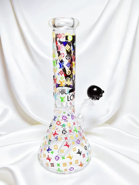 10" LV-Inspired Monogram Beaker Glass Bong