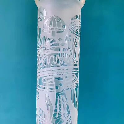 14" Magic Mushroom Frosted Thick Beaker Glass Bong