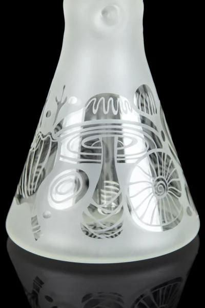 14" Magic Mushroom Frosted Thick Beaker Glass Bong