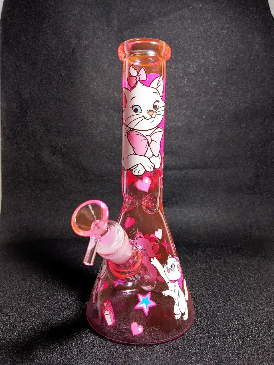 Marie Disney The Aristocats Pink Bow Heart Beaker Glass Bong
