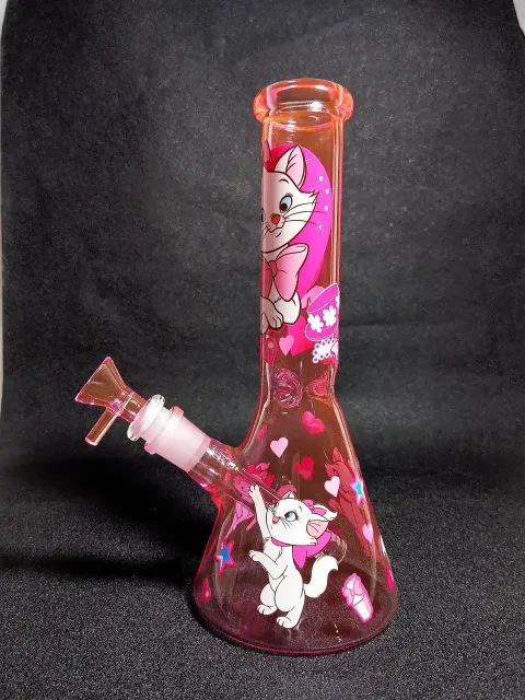 Marie Disney The Aristocats Pink Bow Heart Beaker Glass Bong Marie Disney The Aristocats Pink Bow Heart Beaker Glass Bong