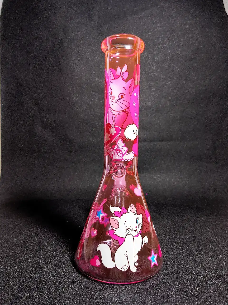 Marie Disney The Aristocats Pink Bow Heart Beaker Glass Bong