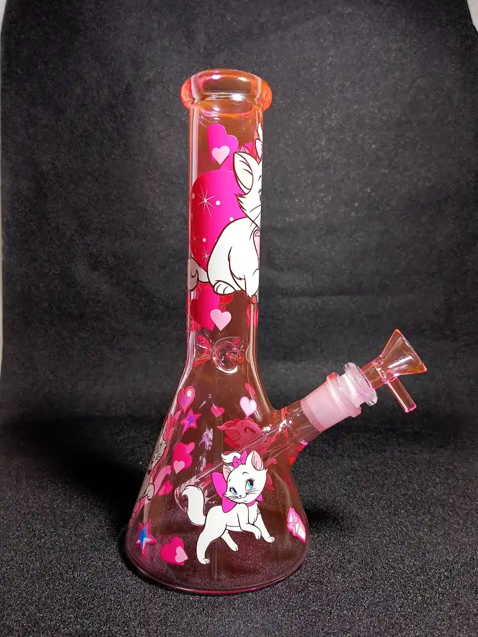 Marie Disney The Aristocats Pink Bow Heart Beaker Glass Bong