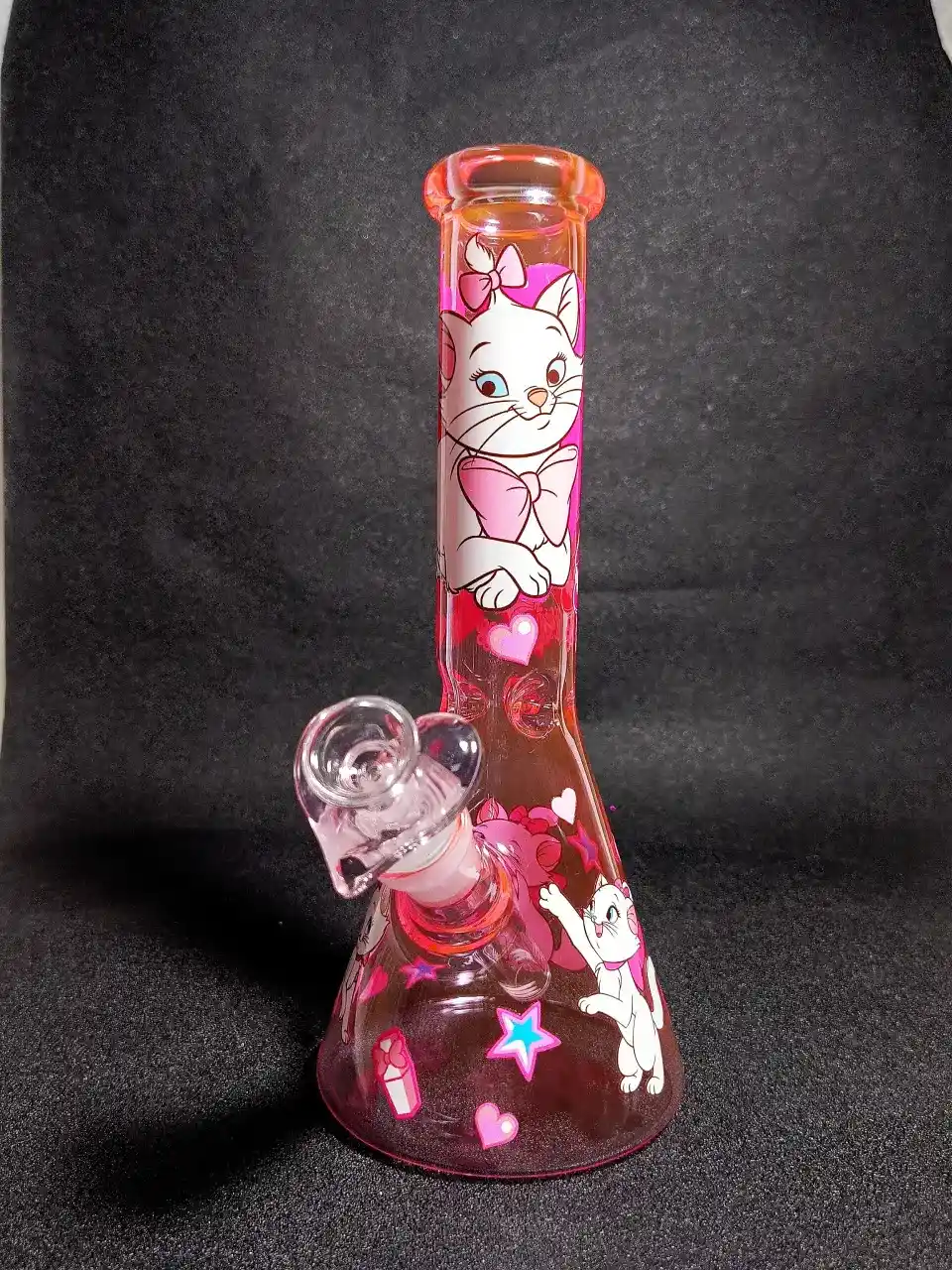 Marie Disney The Aristocats Pink Bow Heart Beaker Glass Bong