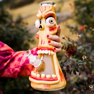 10″ Martian Invader Monster Hand-Painted Glass Bong
