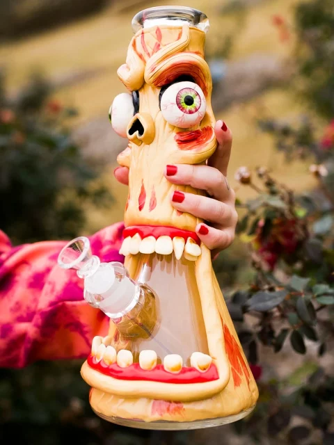 10″ Martian Invader Monster Hand-Painted Glass Bong