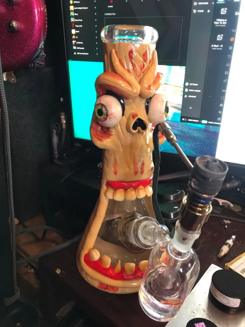 10″ Martian Invader Monster Hand-Painted Glass Bong