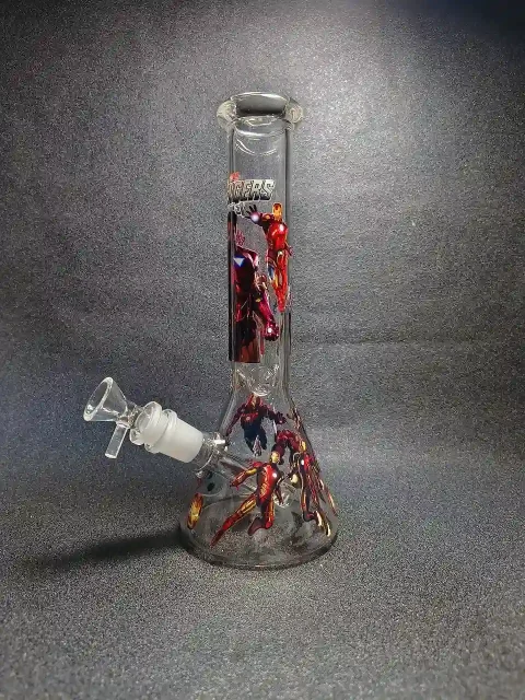 10″ Marvel Avengers Iron Man Beaker Glass Bong 10" Marvel Avengers Iron Man Beaker Glass Bong