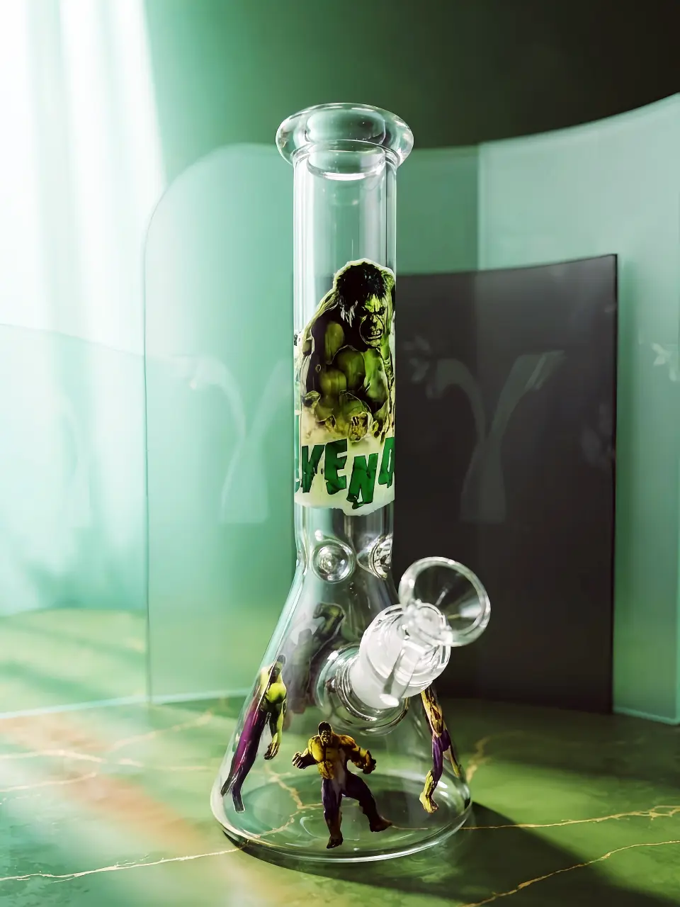 10" Marvel Hulk Inspired Beaker Glass Bong 10″ Marvel Hulk Inspired Beaker Glass Bong