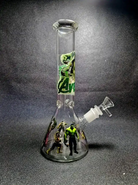 10″ Marvel Hulk Inspired Beaker Glass Bong 10" Marvel Hulk Inspired Beaker Glass Bong